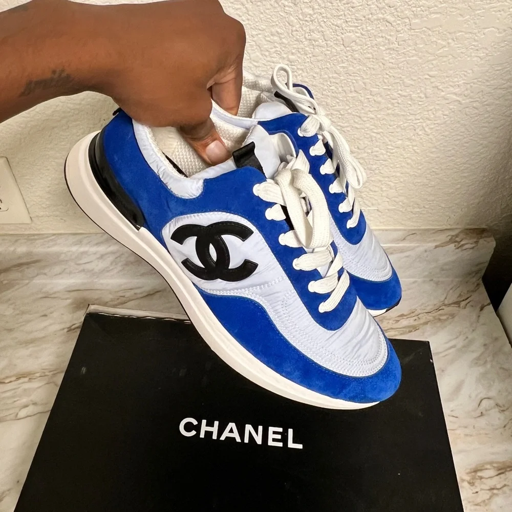 CHANEL Blue and White Men's Sneakers - Picture 4 of 8